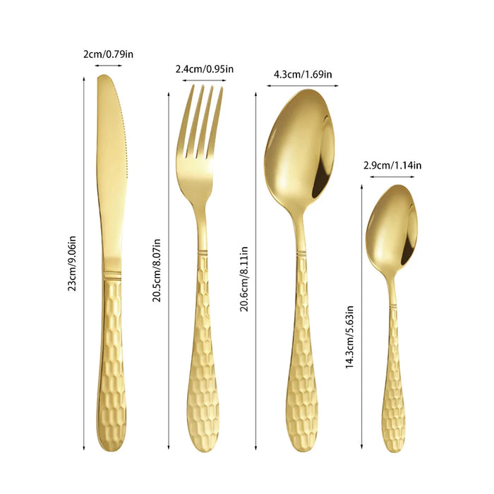 4 / 6 / 16 / 24 Piece Stainless Steel Gold Cutlery Set For Family & Restaurants