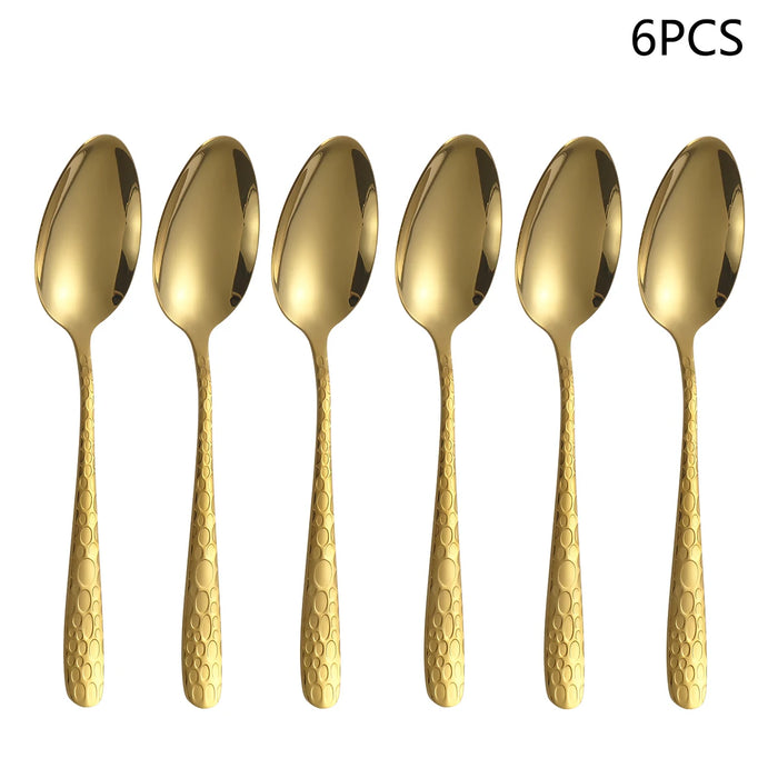 4 / 6 / 16 / 24 Piece Gold Stainless Steel Tableware Set For Family Dining