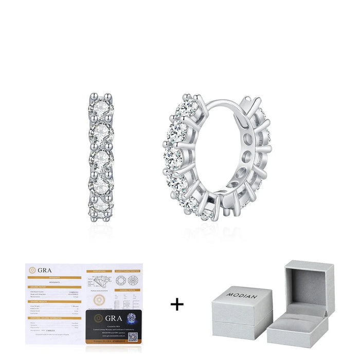 925 Sterling Silver Sparkling Moissanite Hoop Earrings For Women