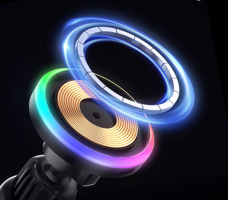 Rgb Magnetic Car Phone Holder Qi 15W Macsafe Wireless Charger For Iphone 16 15 14 Samsung Universal Phone Holder Stand
