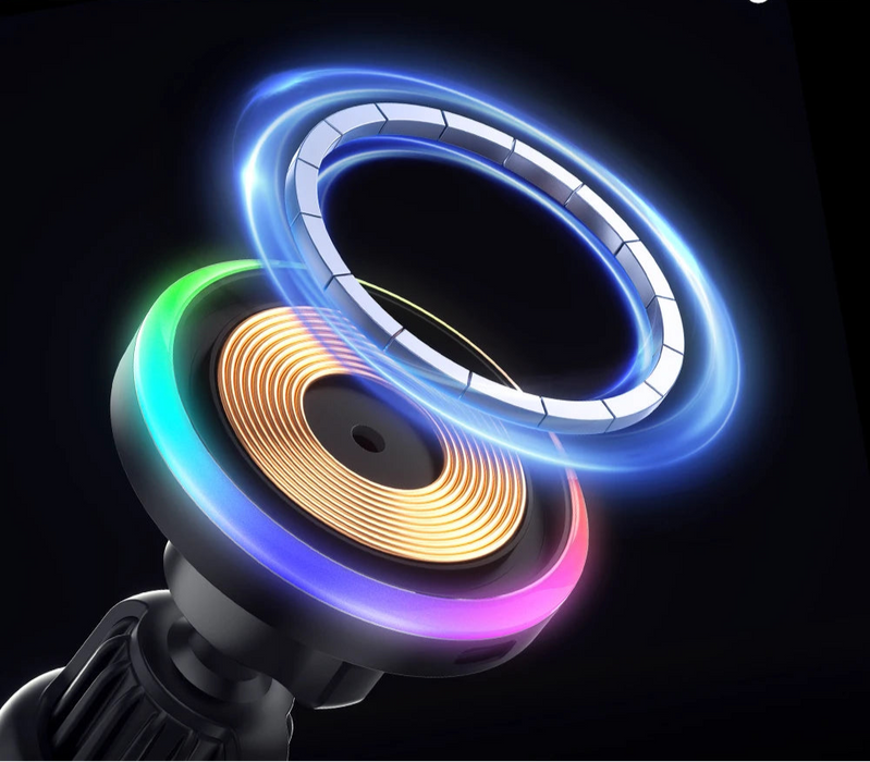 Qi 15W Magnetic Car Phone Holder Rgb Wireless Charger For Macsafe For Iphone 16 15 Samsung Universal Phone Holder Stand