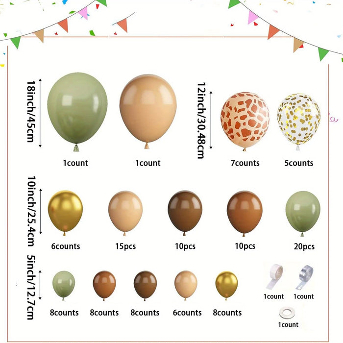 116 Pcs Brown Jungle Balloon Garland Set Suitable For Decorations For Birthday Parties Event Celebrations And Other Scenes