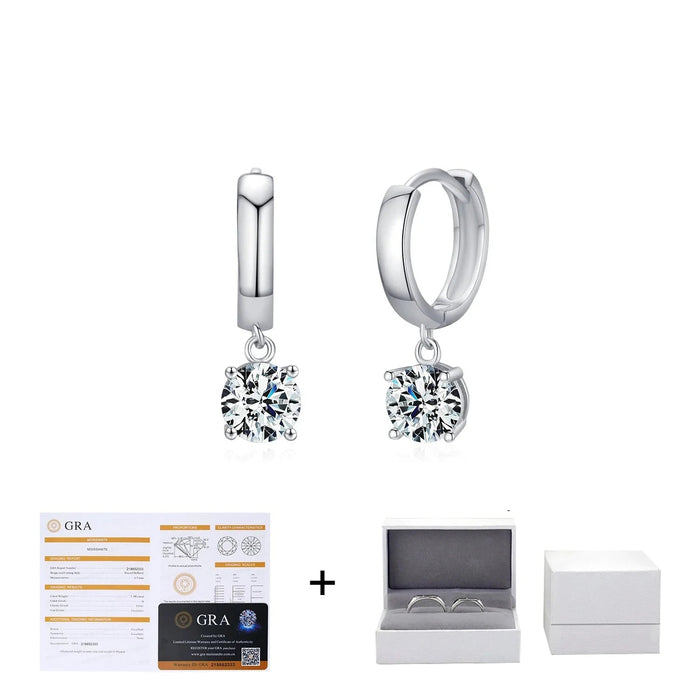 925 Sterling Silver 1.0Ct D Moissanite Hoop Earrings In For Women