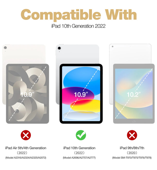 For Ipad 10Th Generation Gen 10.9 Inch 2022 Full Body Protective Case Built-In Screen Protector With Pencil Holder
