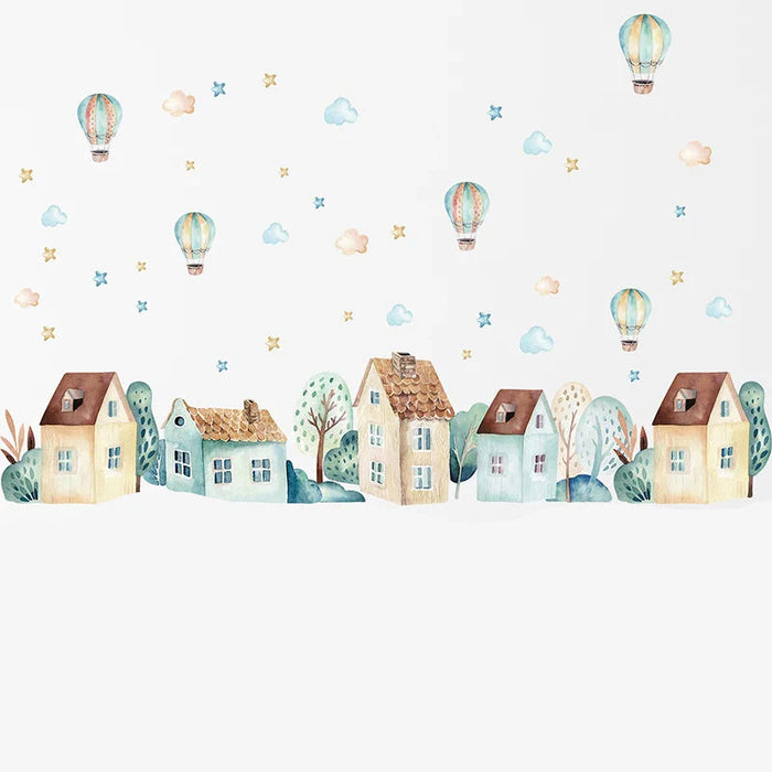 Colourful Hot Air Balloon Wall Stickers For Kids Room Decor