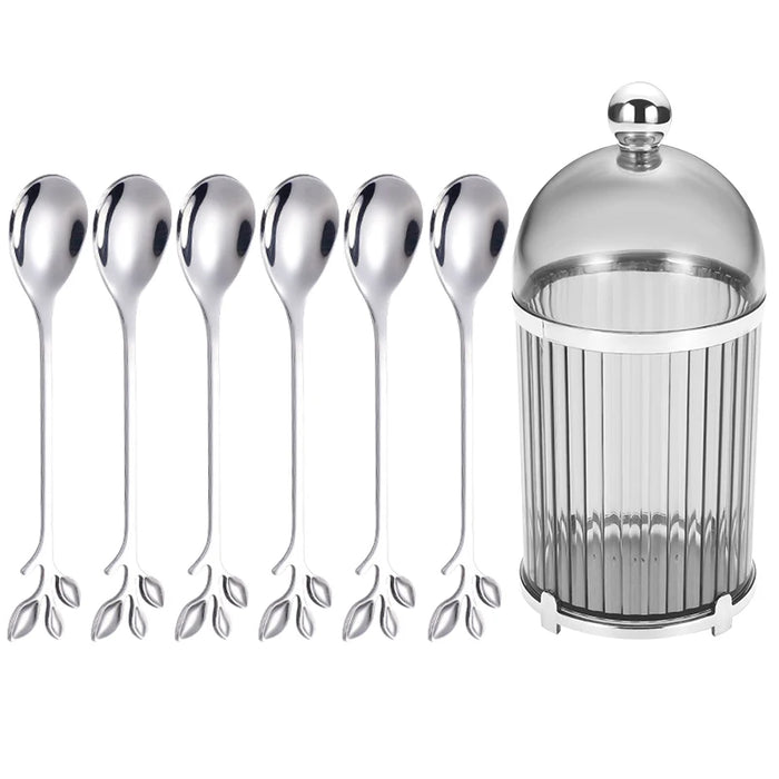7 Piece Stainless Steel Fruit Fork Set With Storage Box