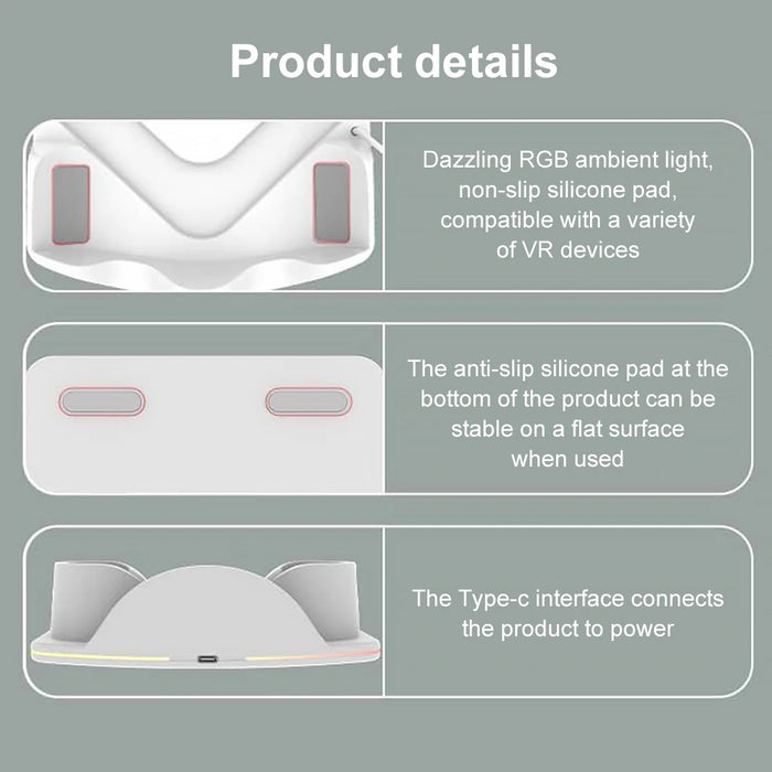 Charging Dock For Meta Quest 3S Vr Headest Fast Charging Station Headset Display Stand And Controller Mount For Meta Quest 3