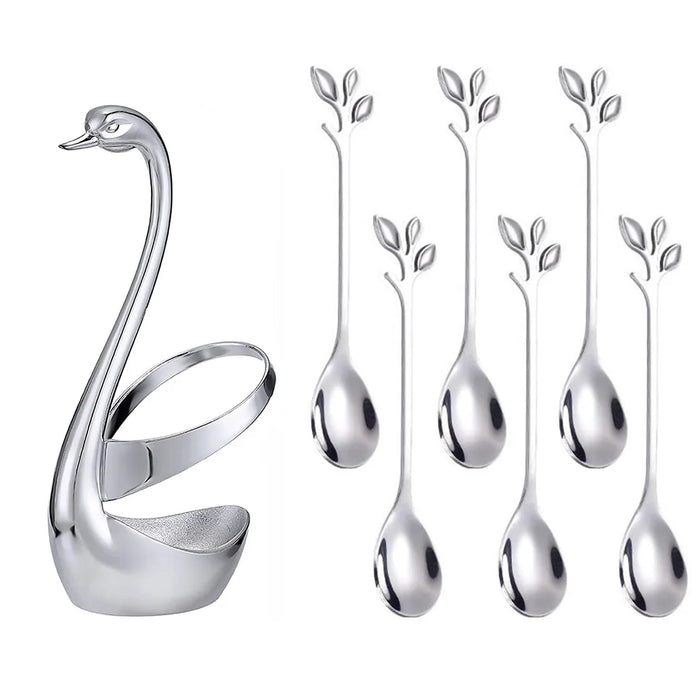 Stainless Steel Swan Fruit Fork Set For High End Dining