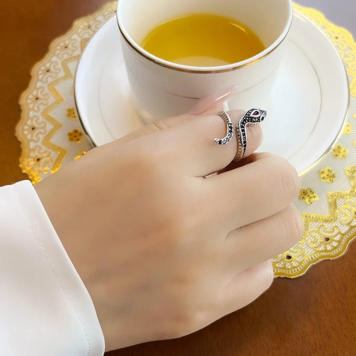 925 Sterling Silver Boho Serpent Ring Seduction