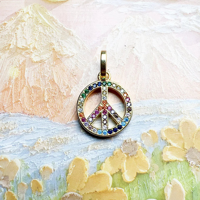 925 Sterling Silver Rainbow Peace Pendant & Gold Plated Classic Gift For Women