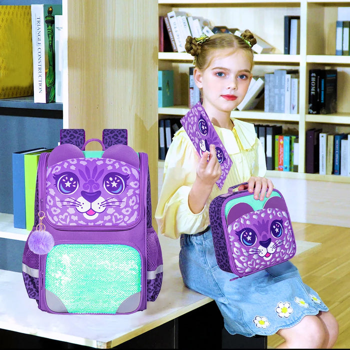 3 Piece Unicorn Dinosaur Backpack Set For Kids 15 Inch Bookbag With Lunch Box