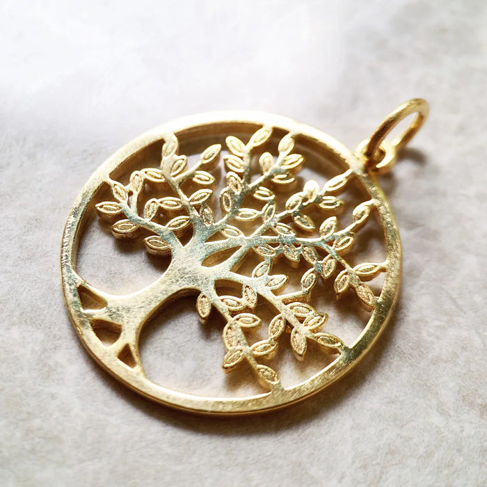 925 Sterling Silver Golden Tree Pendant Summer Fashion Jewelry For Women