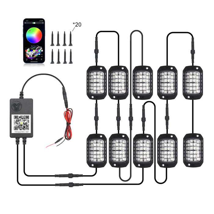 Rgb 3D Lens Led Rock Lights Remote Control Offroad / Atv / Jeep / Car