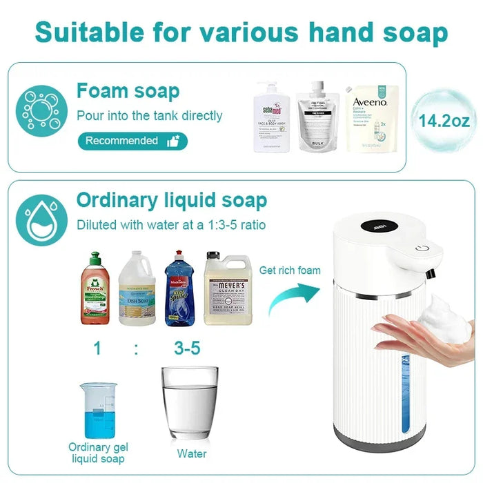 Automatic Foaming Soap Dispenser 420Ml / 500Ml Infrared Sensor Usb Rechargeable Wall Mounted Ipx6