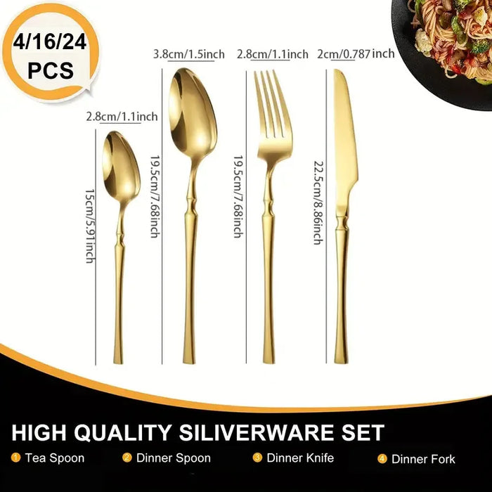 4 / 16 / 24 Piece Stainless Steel Cutlery Set For Restaurant Banquets