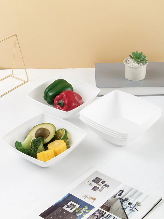 2 / 6 / 12 Piece Reusable Large White Plastic Bowls Ideal For Soup Noodles Oatmeal Salad