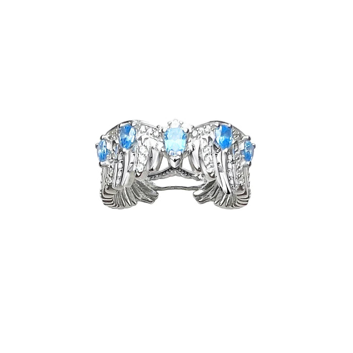 925 Sterling Silver Blue Stone Phoenix Wing Ring