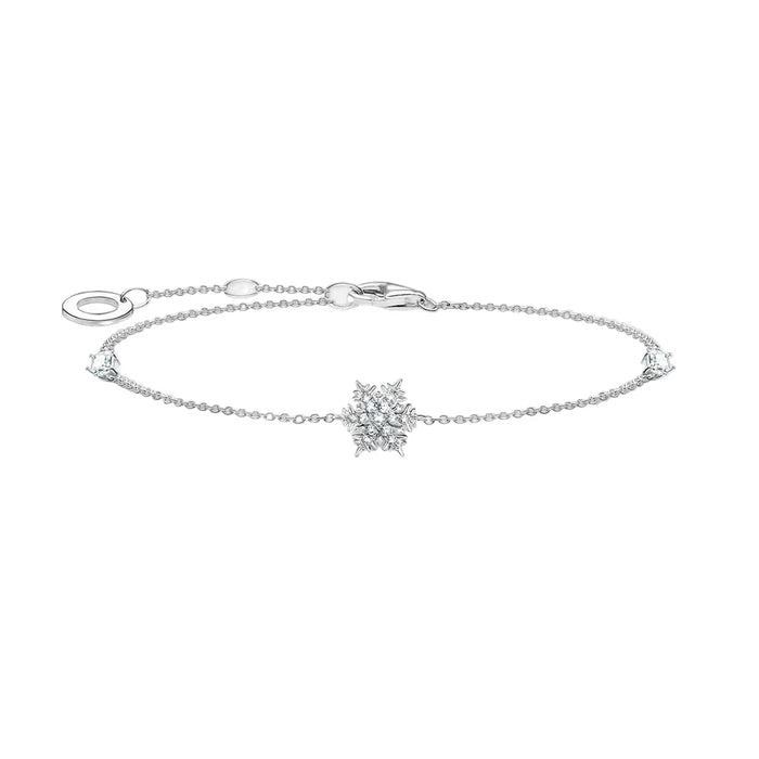 925 Sterling Silver Snowflake Bracelet Link Chain For Women