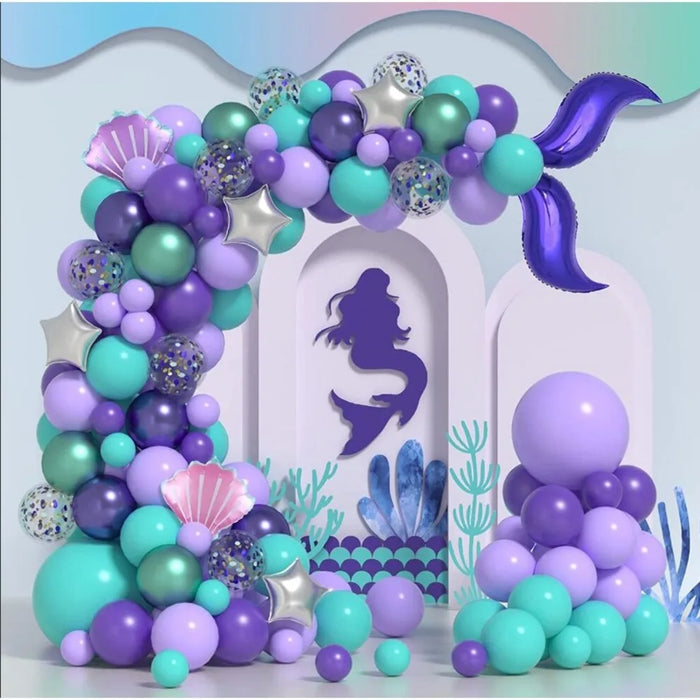 141Pcs Mermaid Themed Balloon Garland Arch Set For Birthday Parties Valentine'S Day Anniversary Celebrations Prom Decorations