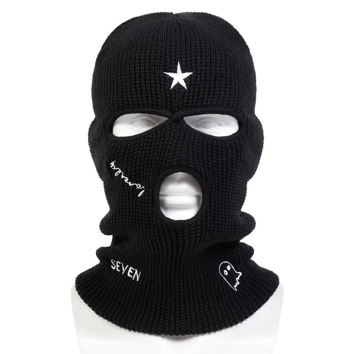 Ghost Embroidery Masked Knitted Hat For Outdoor Activities
