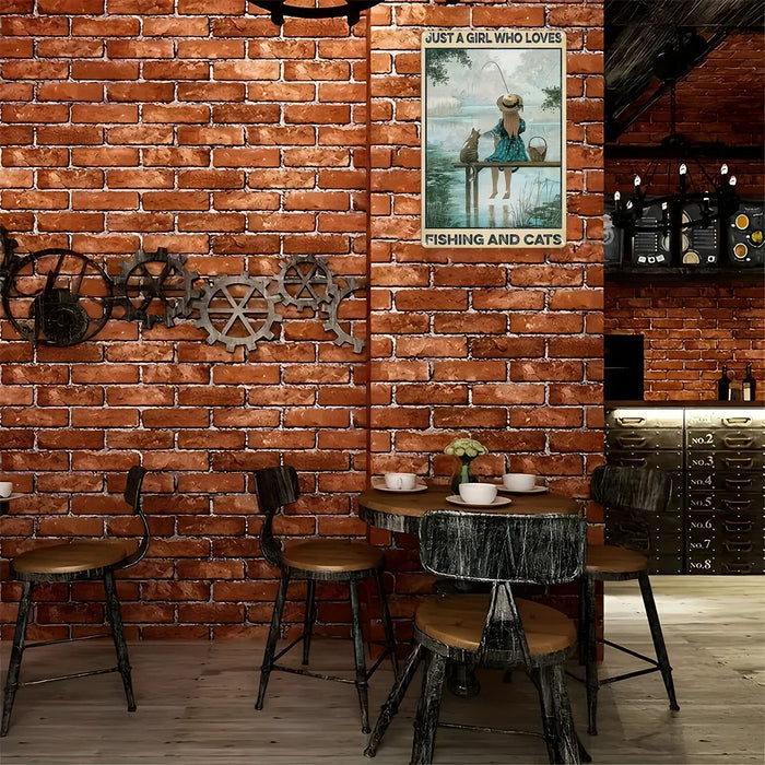 Black Cat Fishing Metal Sign For Home Or Office