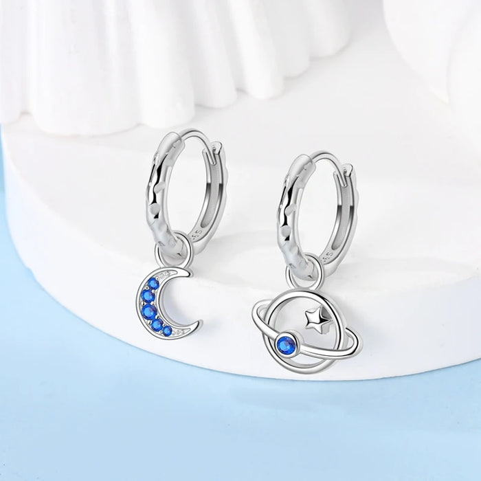 925 Sterling Silver Music Note Earrings Zircon Love Lock Hoops For Women
