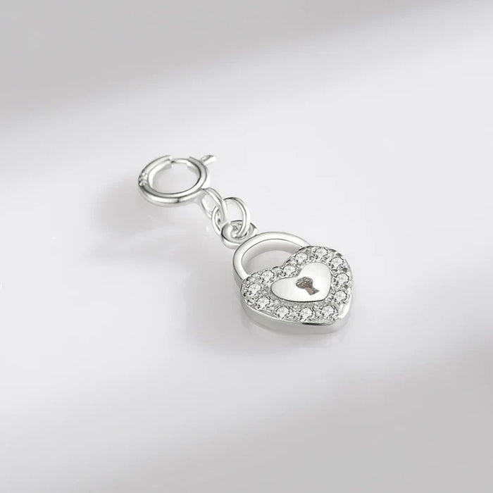 925 Sterling Silver Romantic Keyhole Hearts Charm For Bracelet Or Necklace