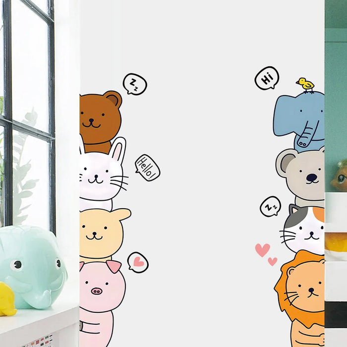 Cartoon Animal Wall Decals For Kids Room Decor