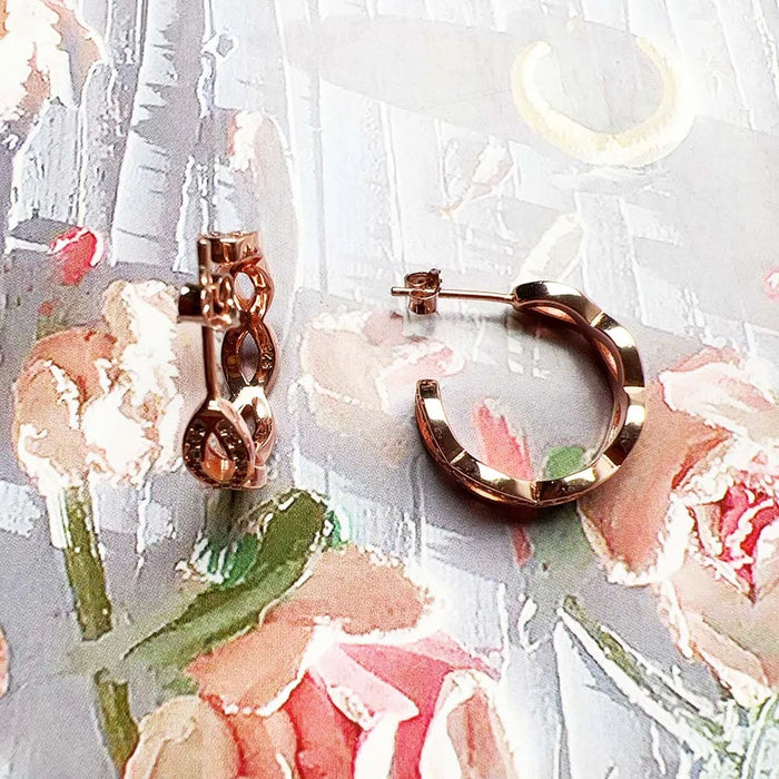 925 Sterling Silver Rose Gold Infinity Love Hoop Earrings Romantic Gift For Women