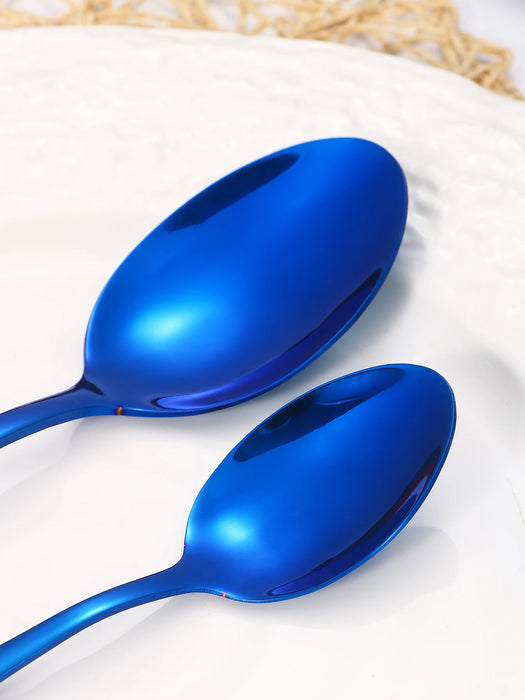 4 / 6 / 16 / 24 Piece Stainless Steel Cutlery Set Blue Handles