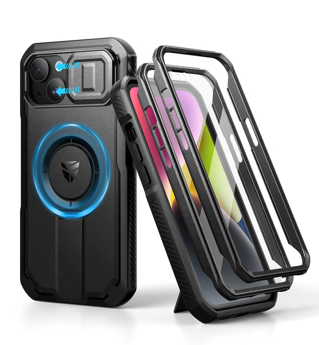 For Iphone 13 14 Compatible Magsafe Shockproof Bumper Slim Protective Case With Slide Camera Case And Adjustable Kickstand