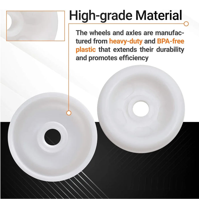 Wd12X271 Dishwasher Roller Wheels & Axle 8- Pack Compatible With Hotpoint Kenmore Ge Ap2039084 Ah259136 Ea259136 For Lower Rack