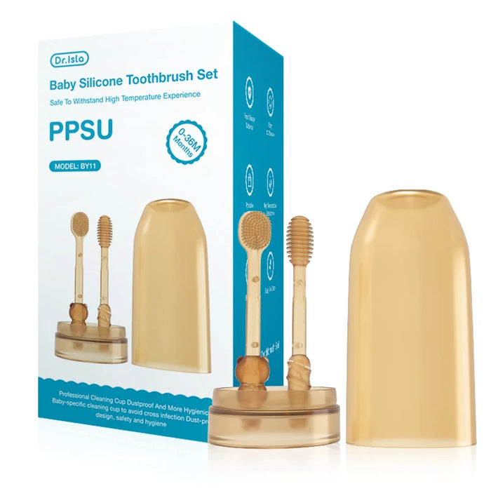 3 In 1 Silicone Baby Tongue Brush With Cover