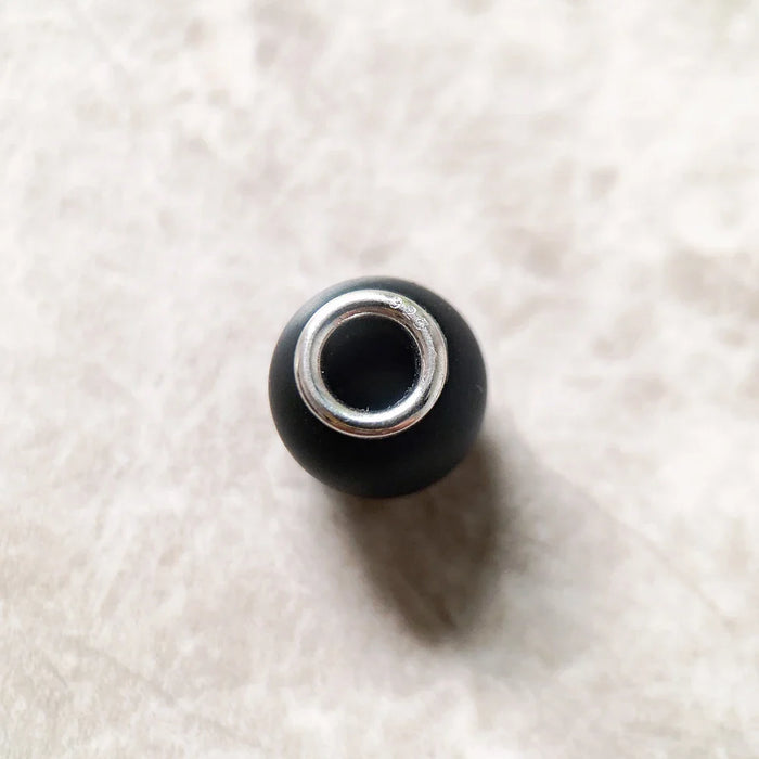 925 Sterling Silver 4.5Mm Obsidian Beads Fits European Charm Bracelets