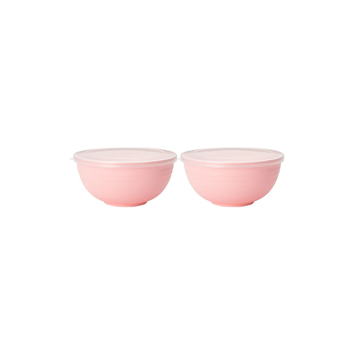 2 / 4 / 6 Piece Reusable Pink Plastic Bowls With Lids