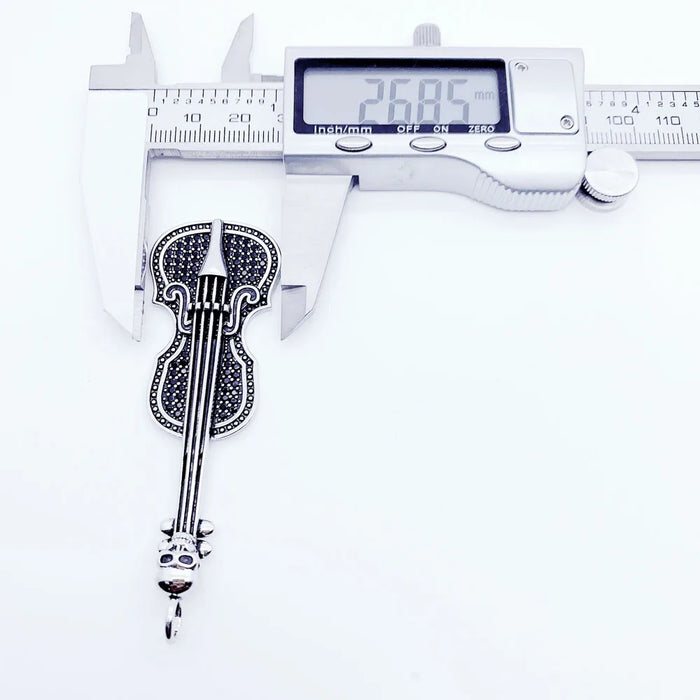 925 Sterling Silver Skull Cello Pendant Rebel Street Jewelry For Men & Women