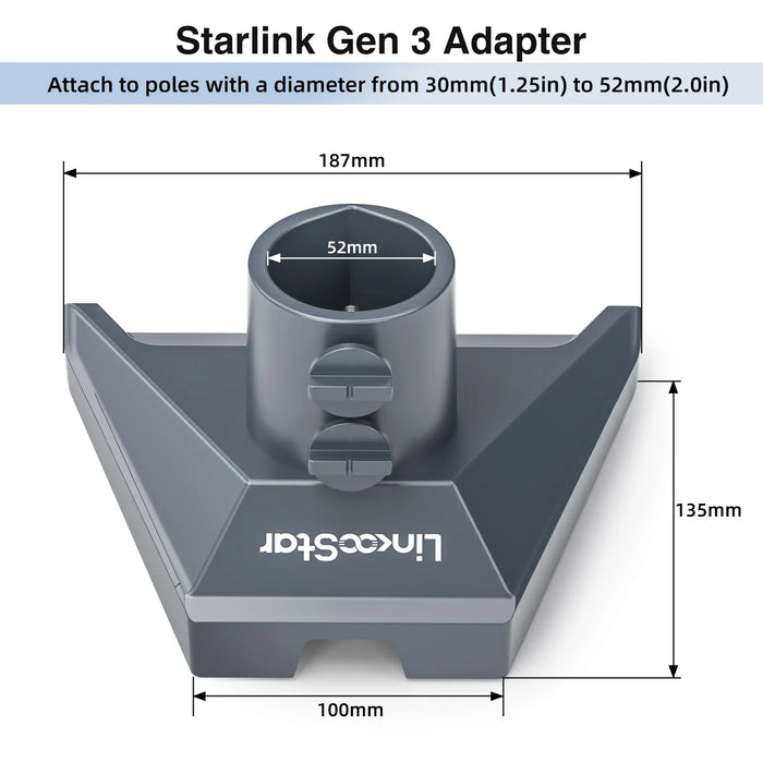 Aluminum Roof Mount For Starlink Gen 3 Dish Fixed Connector