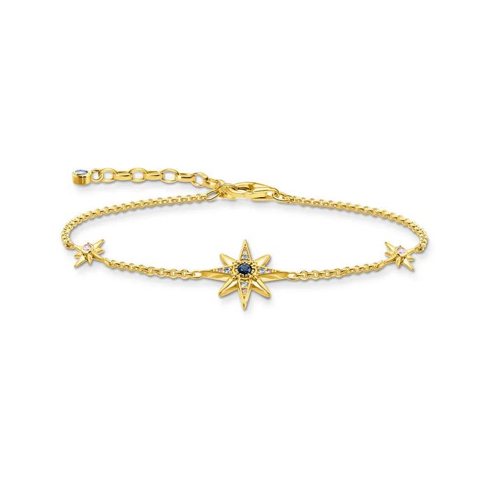925 Sterling Silver Lucky Royalty Star Bracelet Link Chain Boho Jewelry For Women
