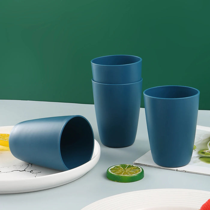 2 / 4 / 6 Piece Reusable Dark Blue Plastic Cups Ideal For Home Kitchen Picnic Camping And More