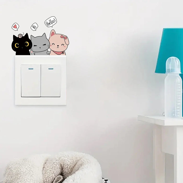 Adorable Cat Switch Sticker For Kids Room Decor