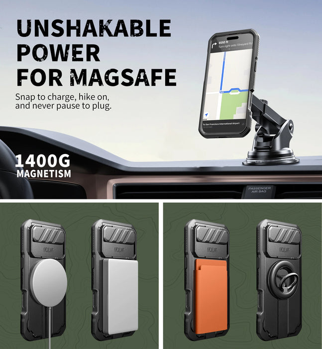 For Iphone 17 Air Rugged Armor Shockproof Case With Built-In Sliding Camera Case And Built-In Screen Protector Kickstand