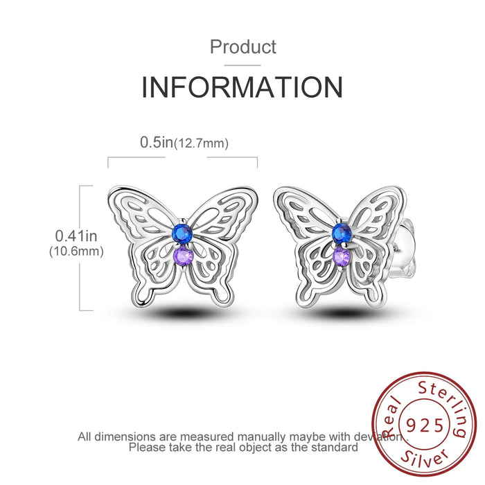 925 Sterling Silver Butterfly Earrings For Women Fine Jewelry