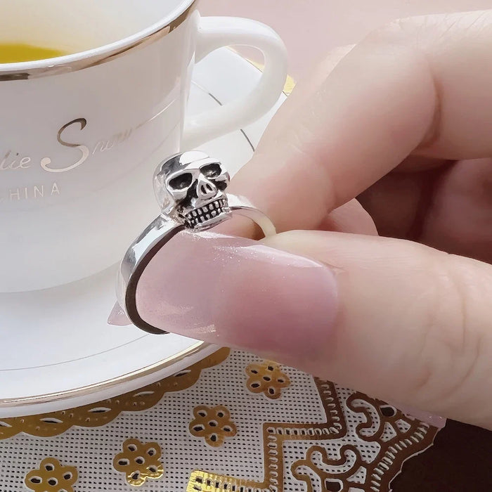 925 Sterling Silver Rebel Skull Ring Unisex Punk