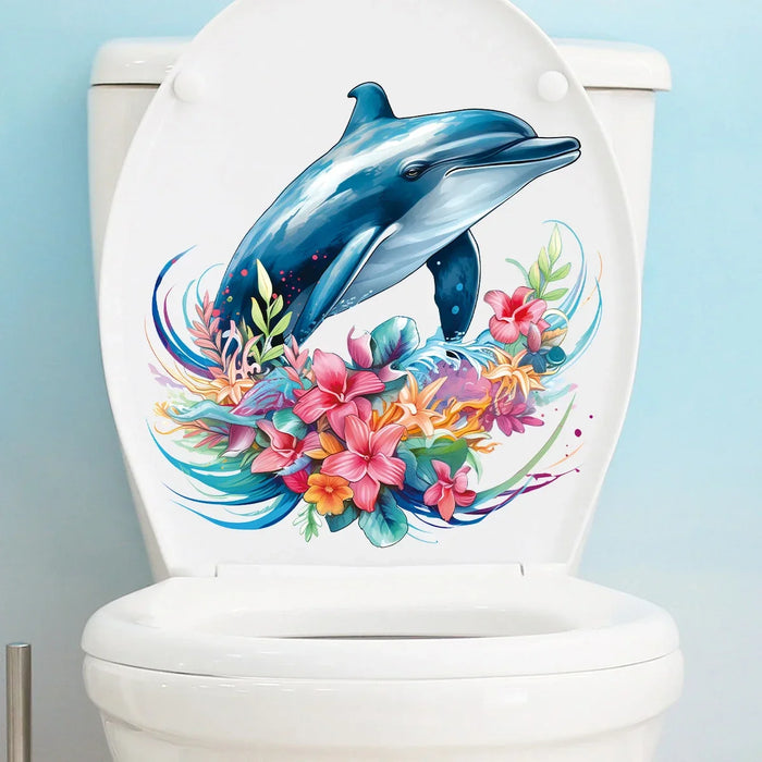 Flower Dolphin Wall Stickers For Bedroom Decor