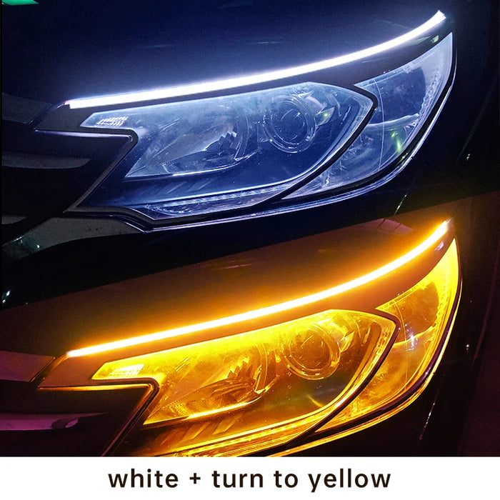 2Pcs Flexible Led Drl Car Daytime Running Lights White / Yellow 12V
