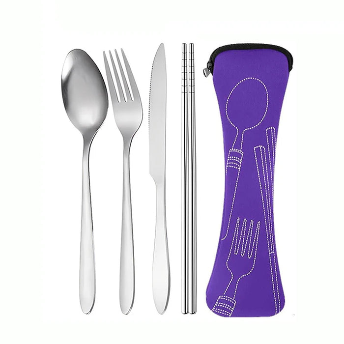 4 Piece Stainless Steel Cutlery Set For School Travel Camping Work