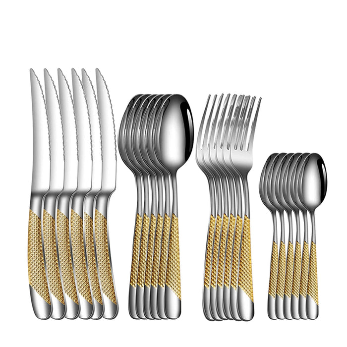 24 Piece Stainless Steel Tableware Set For Family Dining
