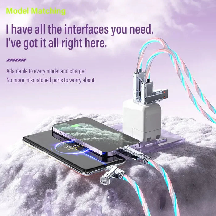 Multicolour 4In1 Fast Charging Data Cable 100W