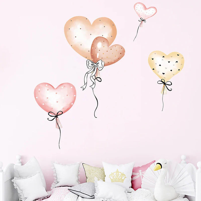 Hand Painted Heart Balloon Wall Stickers For Kids Room
