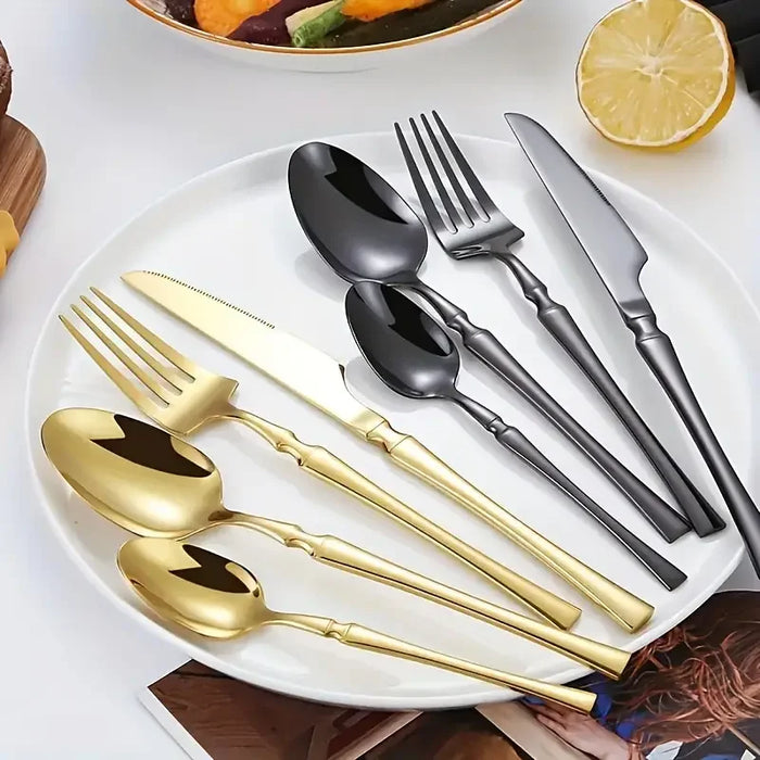 4 / 6 / 16 / 24 Piece Stainless Steel Cutlery Set Gold Kitchen Utensils